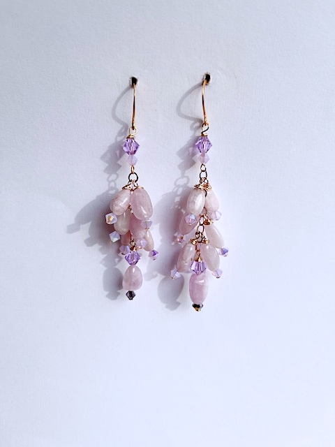 Austrian Crystal, Lavender Kunzite, Rose Gold Chain Earring